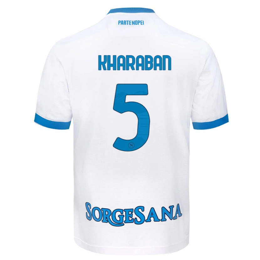 Danxen Mann Vitaliy Kharaban #5 Hvit Himmelblå Bortetrøye Drakt Trøye 2026/27 Skjorter T-Skjorte