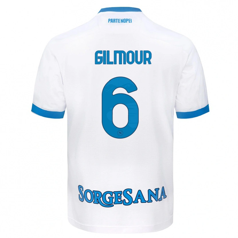 Danxen Mann Billy Gilmour #6 Hvit Himmelblå Bortetrøye Drakt Trøye 2026/27 Skjorter T-Skjorte