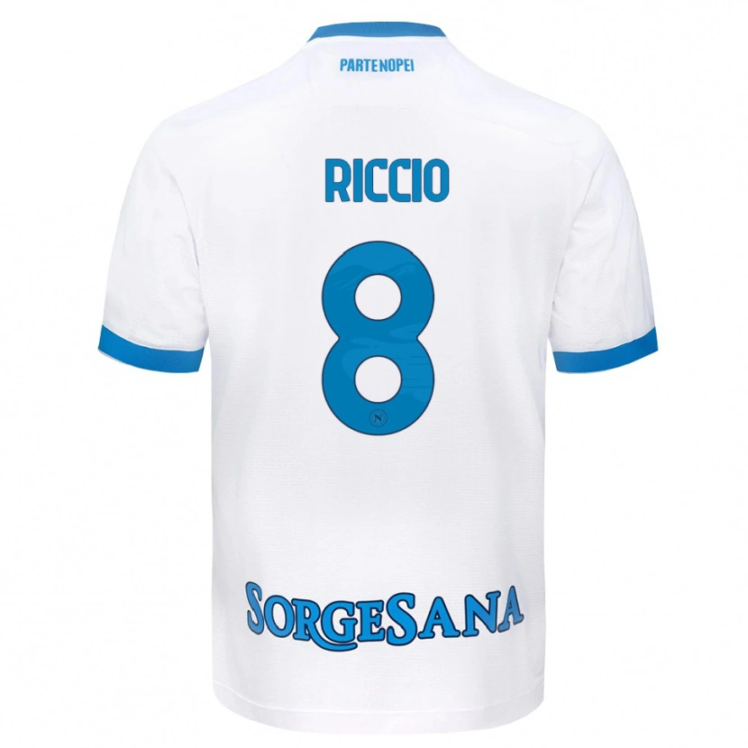 Danxen Mann Luigi Riccio #8 Hvit Himmelblå Bortetrøye Drakt Trøye 2026/27 Skjorter T-Skjorte