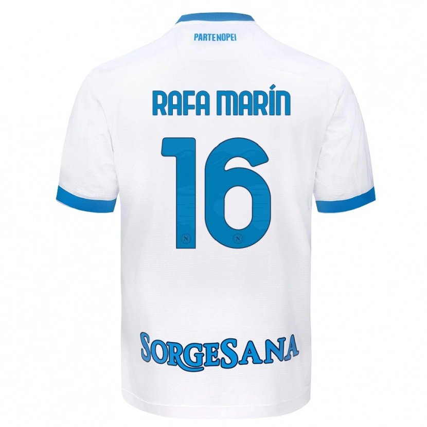 Danxen Mann Rafa Marín #16 Hvit Himmelblå Bortetrøye Drakt Trøye 2026/27 Skjorter T-Skjorte