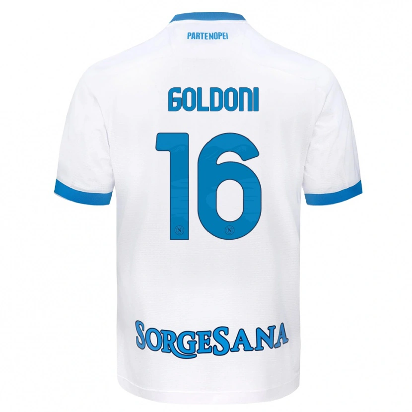 Danxen Mann Eleonora Goldoni #16 Hvit Himmelblå Bortetrøye Drakt Trøye 2026/27 Skjorter T-Skjorte