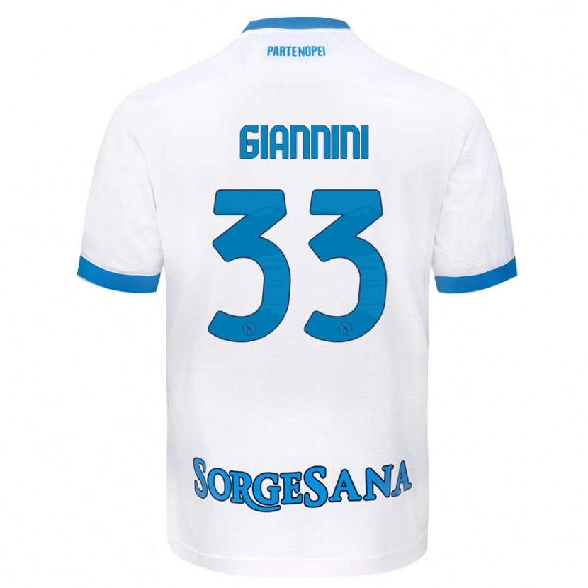 Danxen Mann Enrico Giannini #33 Hvit Himmelblå Bortetrøye Drakt Trøye 2026/27 Skjorter T-Skjorte