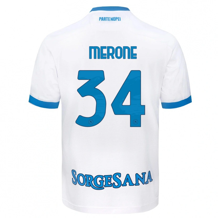 Danxen Mann Alessandro Merone #34 Hvit Himmelblå Bortetrøye Drakt Trøye 2026/27 Skjorter T-Skjorte
