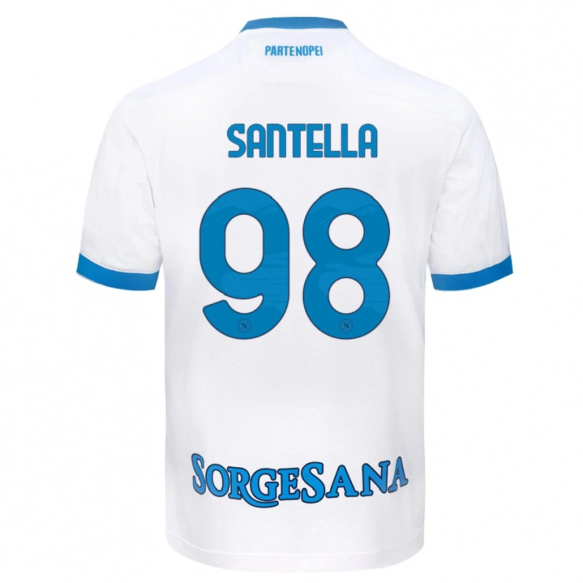Danxen Mann Alessandro Santella #98 Hvit Himmelblå Bortetrøye Drakt Trøye 2026/27 Skjorter T-Skjorte