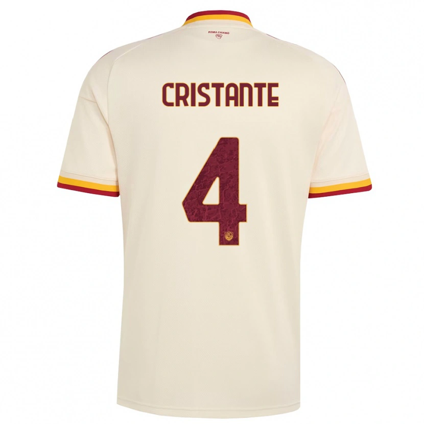 Danxen Mann Bryan Cristante #4 Champagne Rød Gul Bortetrøye Drakt Trøye 2026/27 Skjorter T-Skjorte