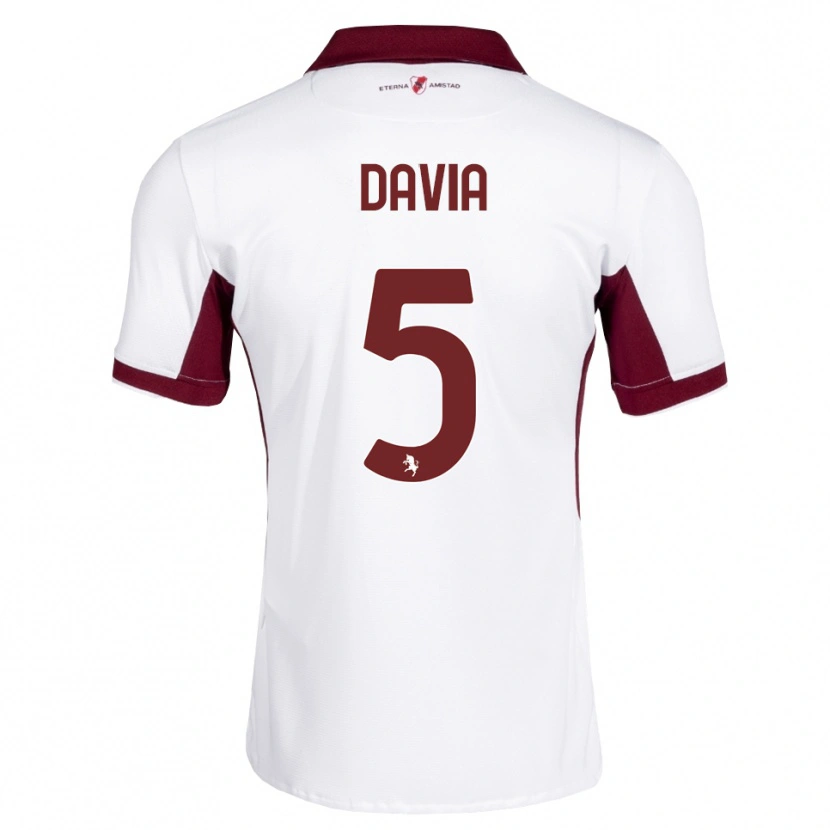 Danxen Mann Emiliano Davia #5 Burgunder Hvit Rød Bortetrøye Drakt Trøye 2026/27 Skjorter T-Skjorte
