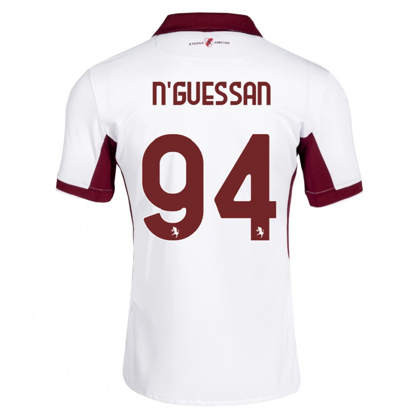 Danxen Mann Ange Caumenan N'guessan #94 Burgunder Hvit Rød Bortetrøye Drakt Trøye 2026/27 Skjorter T-Skjorte
