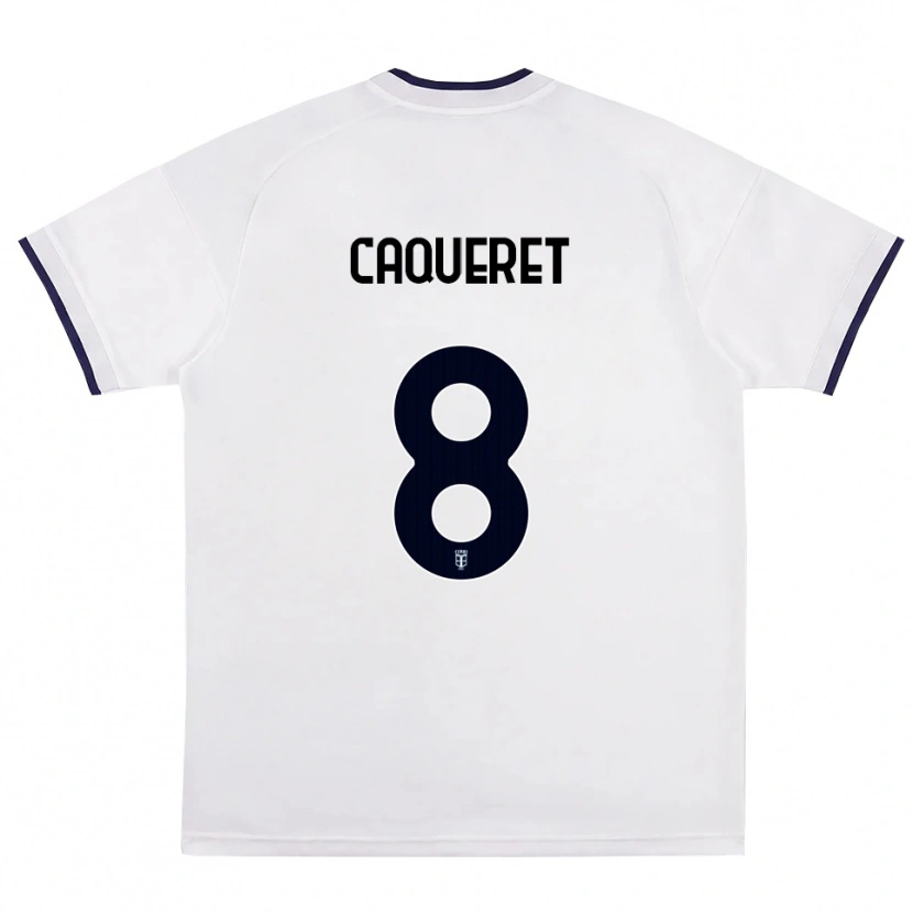 Danxen Mann Maxence Caqueret #8 Hvit Rød Kongeblå Bortetrøye Drakt Trøye 2026/27 Skjorter T-Skjorte