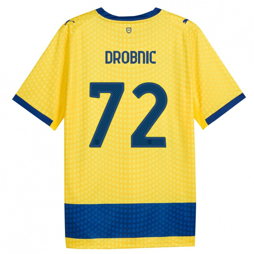 Danxen Mann Dominik Drobnic #72 Gul Blå Svart Bortetrøye Drakt Trøye 2026/27 Skjorter T-Skjorte