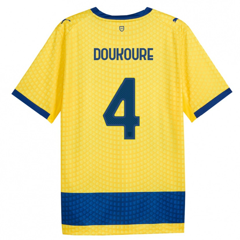 Danxen Mann Vamoussa Doukoure #4 Gul Blå Svart Bortetrøye Drakt Trøye 2026/27 Skjorter T-Skjorte