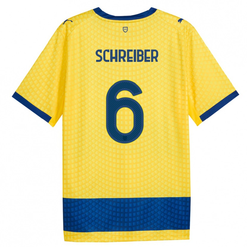 Danxen Mann Fabio Schreiber #6 Gul Blå Svart Bortetrøye Drakt Trøye 2026/27 Skjorter T-Skjorte