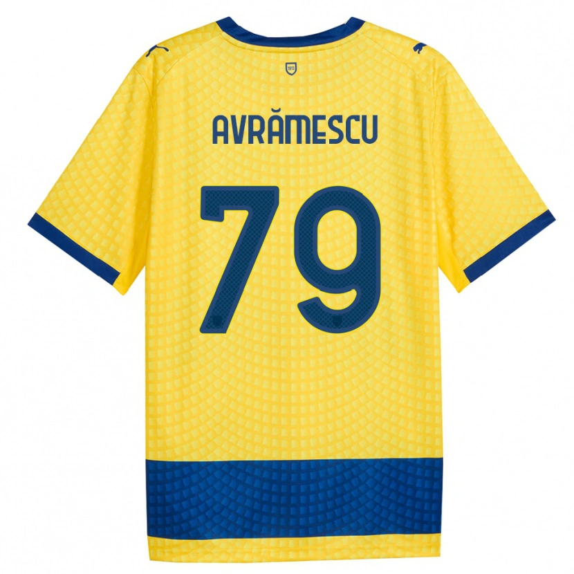 Danxen Mann Ianis Avrămescu #79 Gul Blå Svart Bortetrøye Drakt Trøye 2026/27 Skjorter T-Skjorte