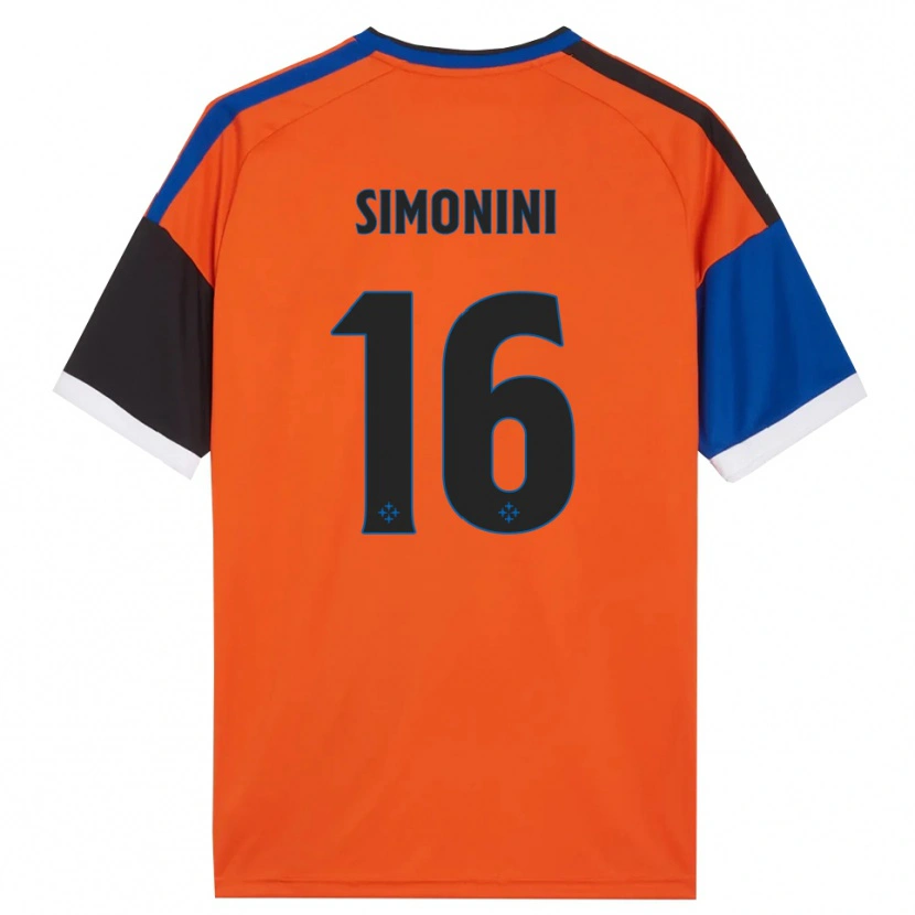 Danxen Mann Nicolò Simonini #16 Oransje Blå Svart Hvit Bortetrøye Drakt Trøye 2026/27 Skjorter T-Skjorte