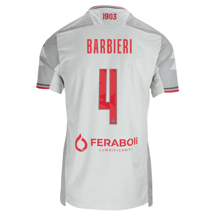 Danxen Mann Tommaso Barbieri #4 Grå Hvit Rød Bortetrøye Drakt Trøye 2026/27 Skjorter T-Skjorte