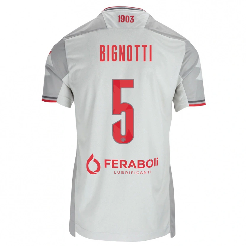 Danxen Mann Francesco Bignotti #5 Grå Hvit Rød Bortetrøye Drakt Trøye 2026/27 Skjorter T-Skjorte