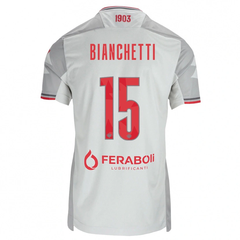 Danxen Mann Matteo Bianchetti #15 Grå Hvit Rød Bortetrøye Drakt Trøye 2026/27 Skjorter T-Skjorte