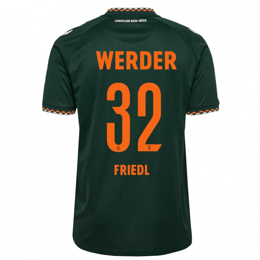 Danxen Mann Marco Friedl #32 Mørkegrønn Oransje Hvit Bortetrøye Drakt Trøye 2026/27 Skjorter T-Skjorte