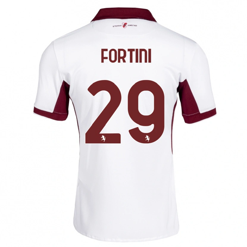 Danxen Dame Niccolò Fortini #29 Burgunder Hvit Rød Bortetrøye Drakt Trøye 2026/27 Skjorter T-Skjorte