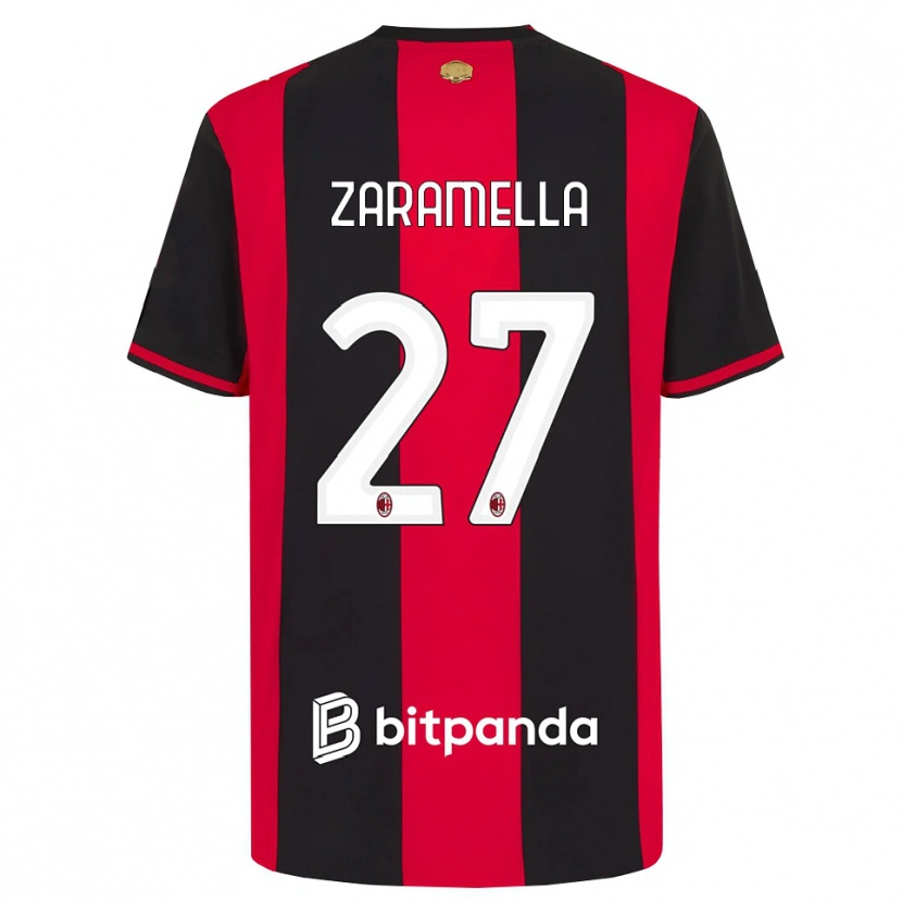 Danxen Dame Mattia Zaramella #27 Rød Svart Hvit Hjemmetrøye Drakt Trøye 2026/27 Skjorter T-Skjorte