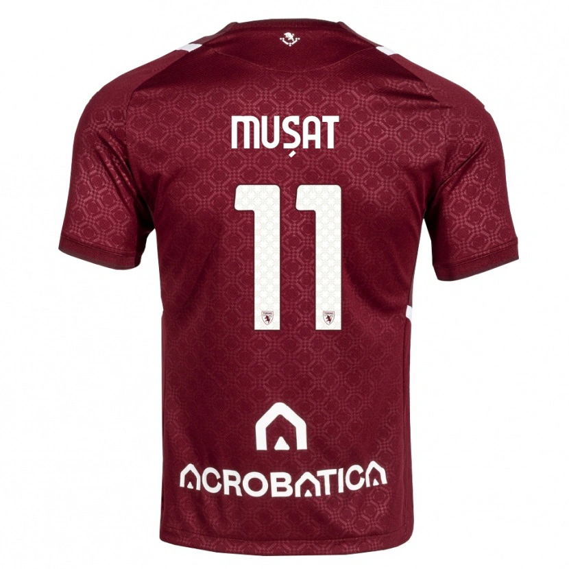 Danxen Dame Nicolas Mușat #11 Burgunder Hvit Hjemmetrøye Drakt Trøye 2026/27 Skjorter T-Skjorte