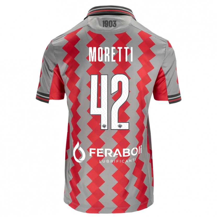 Danxen Dame Lorenzo Moretti #42 Grå Rød Hvit Hjemmetrøye Drakt Trøye 2026/27 Skjorter T-Skjorte