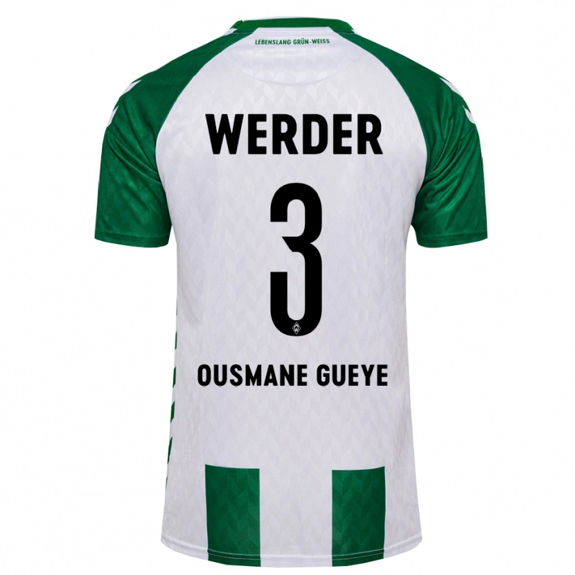 Danxen Dame Papa Ousmane Gueye #3 Grønn Hvit Hjemmetrøye Drakt Trøye 2026/27 Skjorter T-Skjorte
