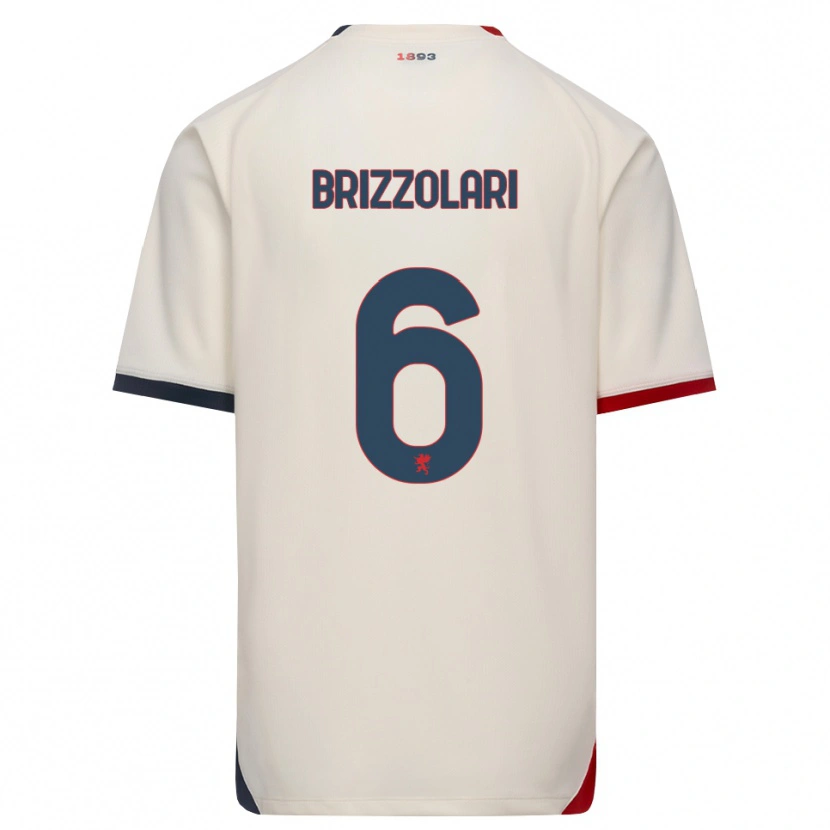 Danxen Dame Mattia Brizzolari #6 Off-White Rød Bortetrøye Drakt Trøye 2026/27 Skjorter T-Skjorte