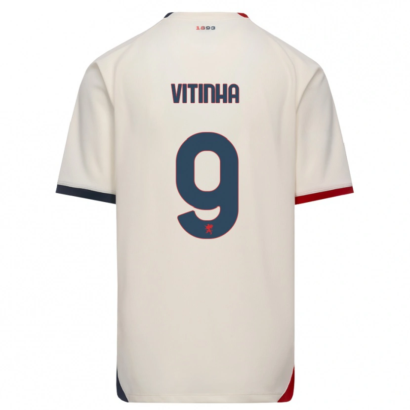 Danxen Dame Vítor Manuel Carvalho Oliveira #9 Off-White Rød Bortetrøye Drakt Trøye 2026/27 Skjorter T-Skjorte