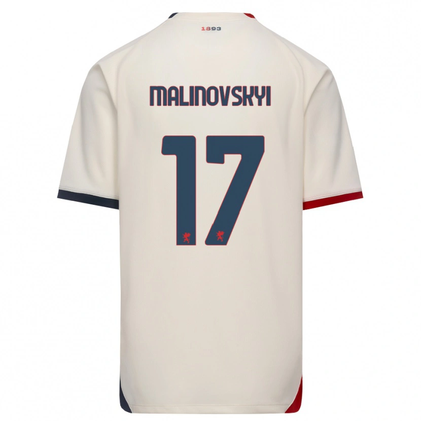 Danxen Dame Ruslan Malinovskyi #17 Off-White Rød Bortetrøye Drakt Trøye 2026/27 Skjorter T-Skjorte