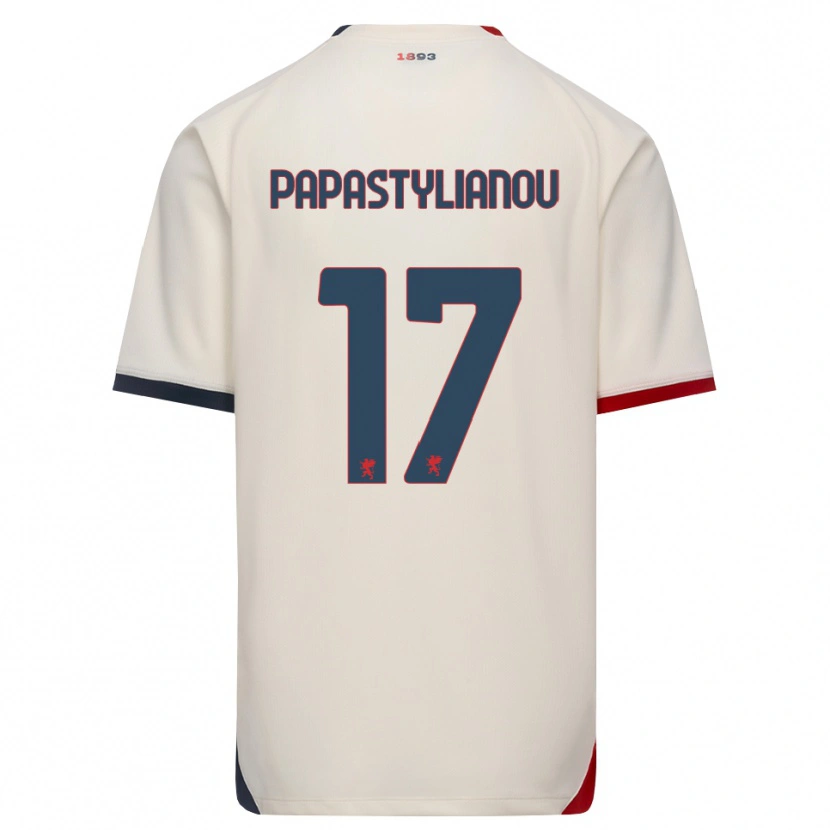Danxen Dame Lysandros Andreas Papastylianou #17 Off-White Rød Bortetrøye Drakt Trøye 2026/27 Skjorter T-Skjorte