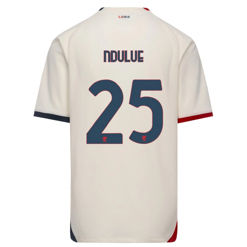 Danxen Dame Daniel Ndulue #25 Off-White Rød Bortetrøye Drakt Trøye 2026/27 Skjorter T-Skjorte