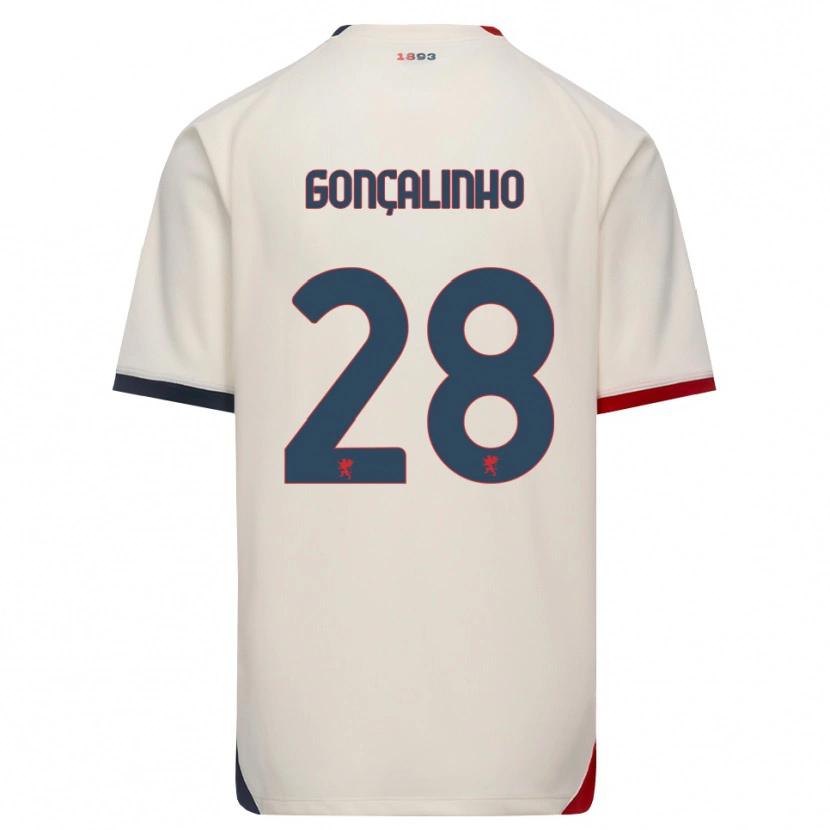 Danxen Dame João Gonçalinho #28 Off-White Rød Bortetrøye Drakt Trøye 2026/27 Skjorter T-Skjorte