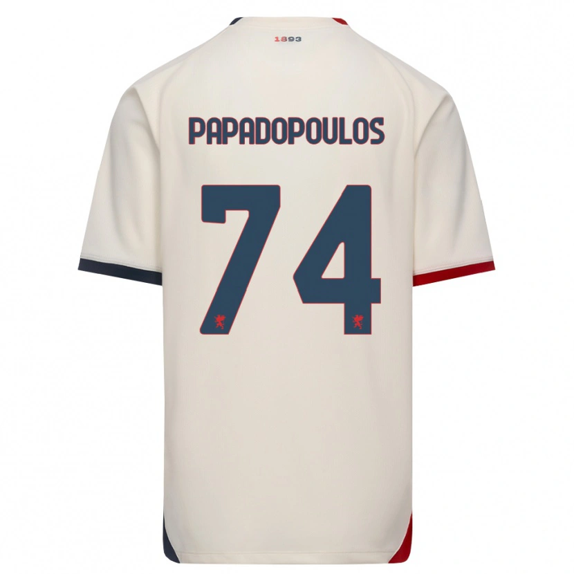 Danxen Dame Christos Papadopoulos #74 Off-White Rød Bortetrøye Drakt Trøye 2026/27 Skjorter T-Skjorte