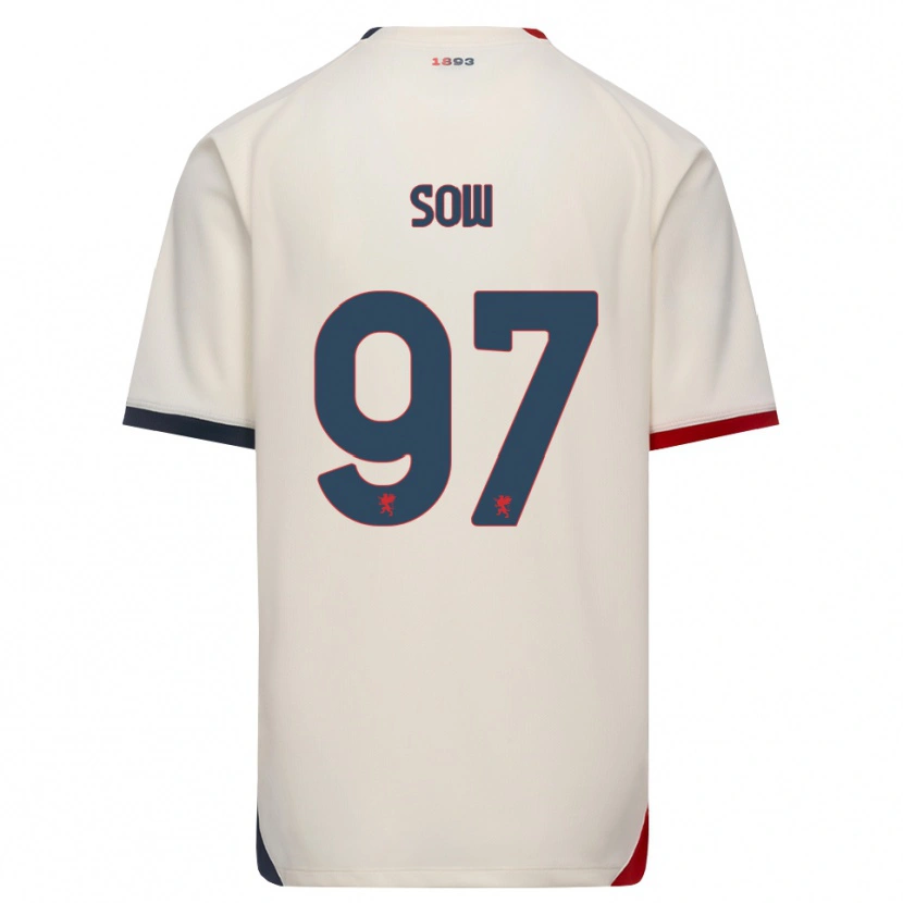 Danxen Dame Djibril Sow #97 Off-White Rød Bortetrøye Drakt Trøye 2026/27 Skjorter T-Skjorte