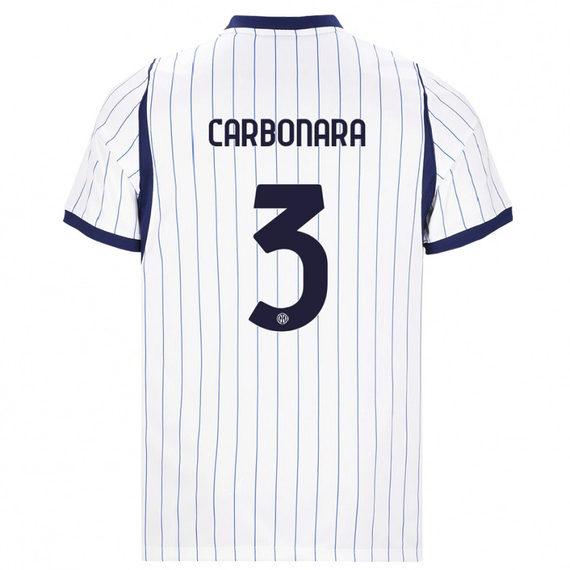Danxen Dame Matteo Carbonara #3 Hvit Marineblå Bortetrøye Drakt Trøye 2026/27 Skjorter T-Skjorte