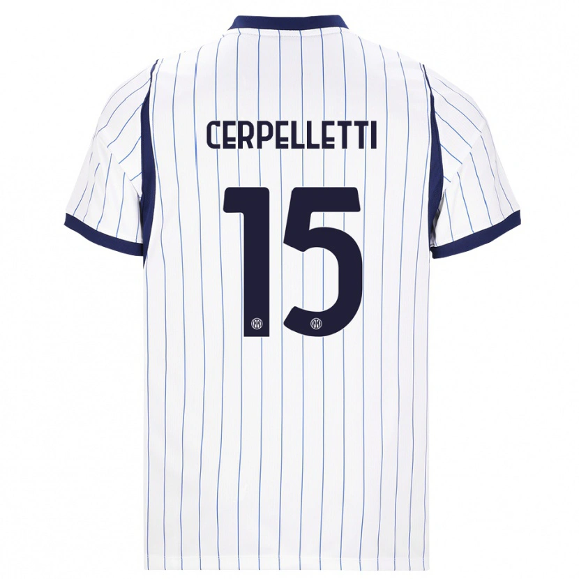 Danxen Dame Filippo Cerpelletti #15 Hvit Marineblå Bortetrøye Drakt Trøye 2026/27 Skjorter T-Skjorte