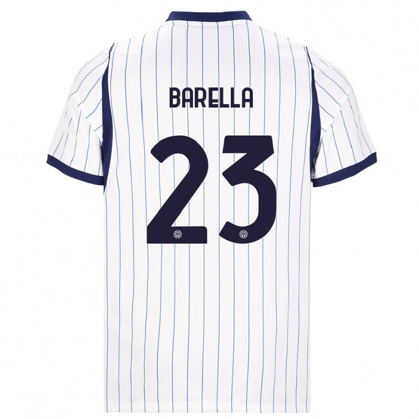 Danxen Dame Nicolò Barella #23 Hvit Marineblå Bortetrøye Drakt Trøye 2026/27 Skjorter T-Skjorte