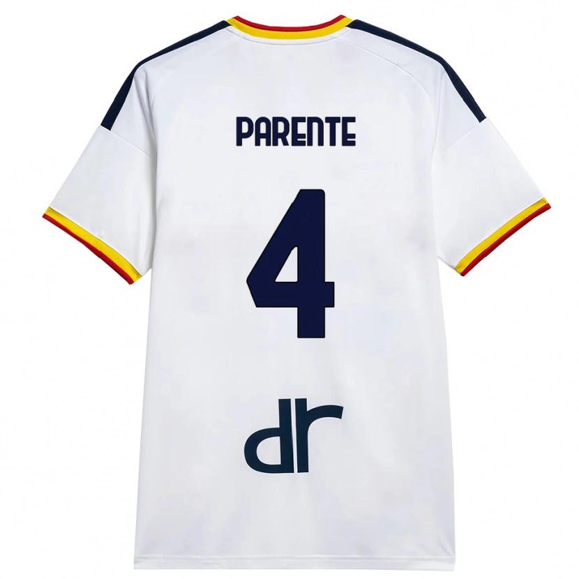 Danxen Dame Francesco Parente #4 Hvit Gul Rød Bortetrøye Drakt Trøye 2026/27 Skjorter T-Skjorte
