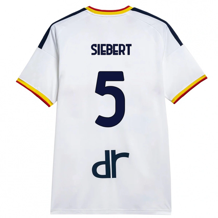 Danxen Dame Jamil Siebert #5 Hvit Gul Rød Bortetrøye Drakt Trøye 2026/27 Skjorter T-Skjorte