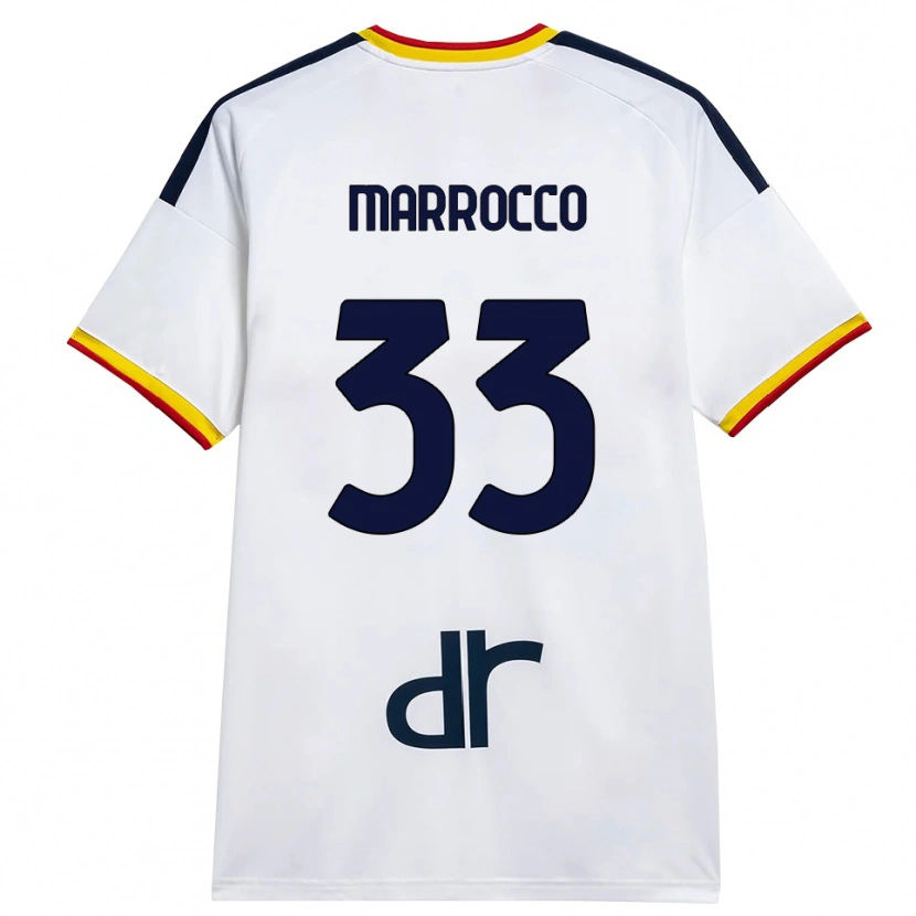 Danxen Dame Iacopo Marrocco #33 Hvit Gul Rød Bortetrøye Drakt Trøye 2026/27 Skjorter T-Skjorte