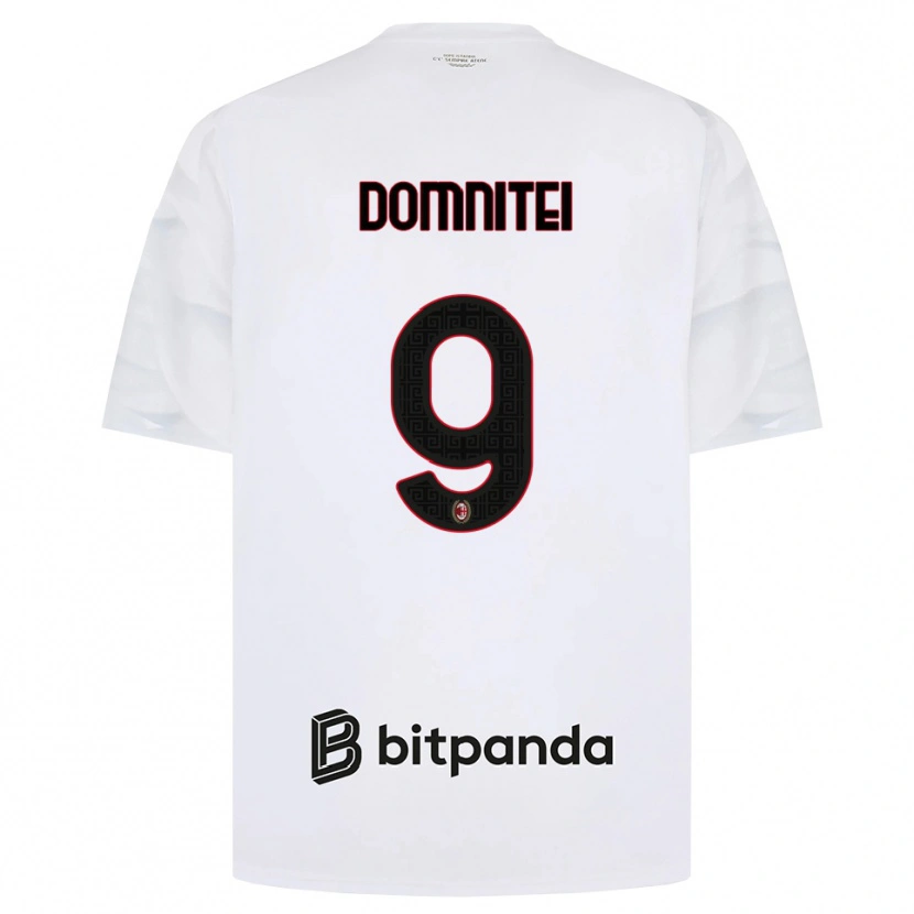Danxen Dame Francesco Domniței #9 Hvit Rød Svart Bortetrøye Drakt Trøye 2026/27 Skjorter T-Skjorte