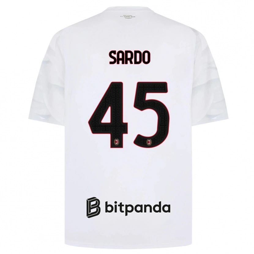 Danxen Dame Jacopo Sardo #45 Hvit Rød Svart Bortetrøye Drakt Trøye 2026/27 Skjorter T-Skjorte
