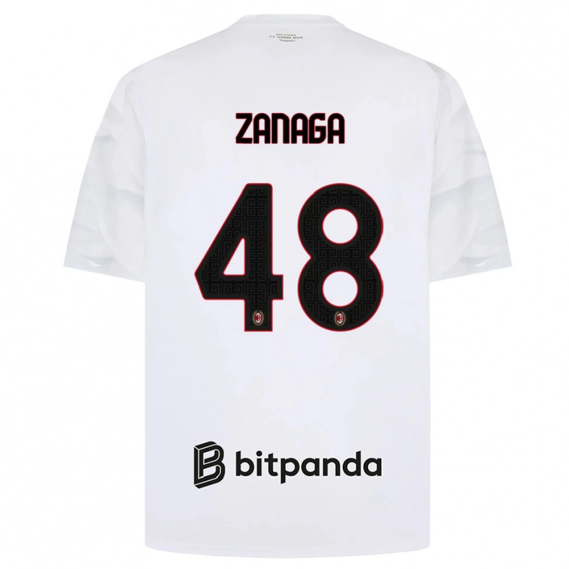 Danxen Dame Edoardo Zanaga #48 Hvit Rød Svart Bortetrøye Drakt Trøye 2026/27 Skjorter T-Skjorte
