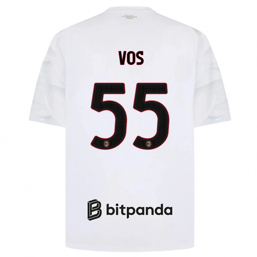 Danxen Dame Silvano Vos #55 Hvit Rød Svart Bortetrøye Drakt Trøye 2026/27 Skjorter T-Skjorte
