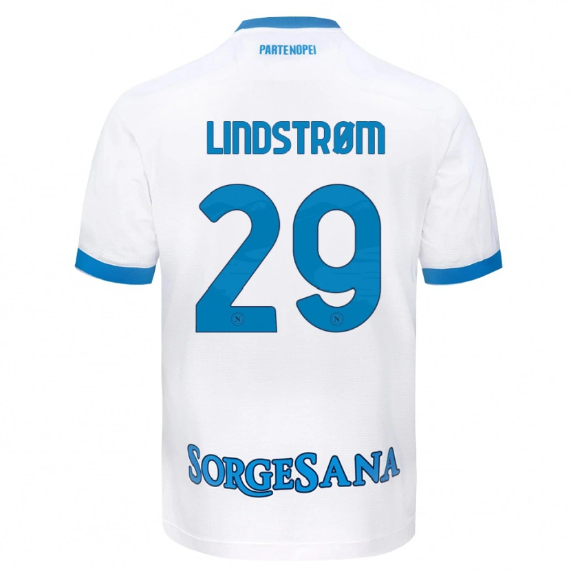 Danxen Dame Jesper Lindstrøm #29 Hvit Himmelblå Bortetrøye Drakt Trøye 2026/27 Skjorter T-Skjorte