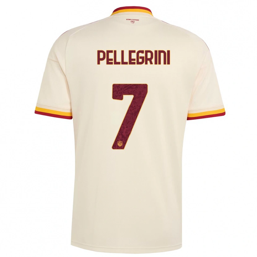 Danxen Dame Lorenzo Pellegrini #7 Champagne Rød Gul Bortetrøye Drakt Trøye 2026/27 Skjorter T-Skjorte