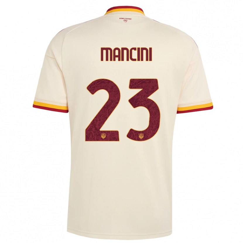 Danxen Dame Gianluca Mancini #23 Champagne Rød Gul Bortetrøye Drakt Trøye 2026/27 Skjorter T-Skjorte