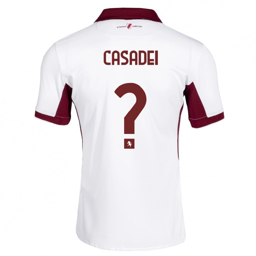 Danxen Dame Edoardo Casadei #0 Burgunder Hvit Rød Bortetrøye Drakt Trøye 2026/27 Skjorter T-Skjorte
