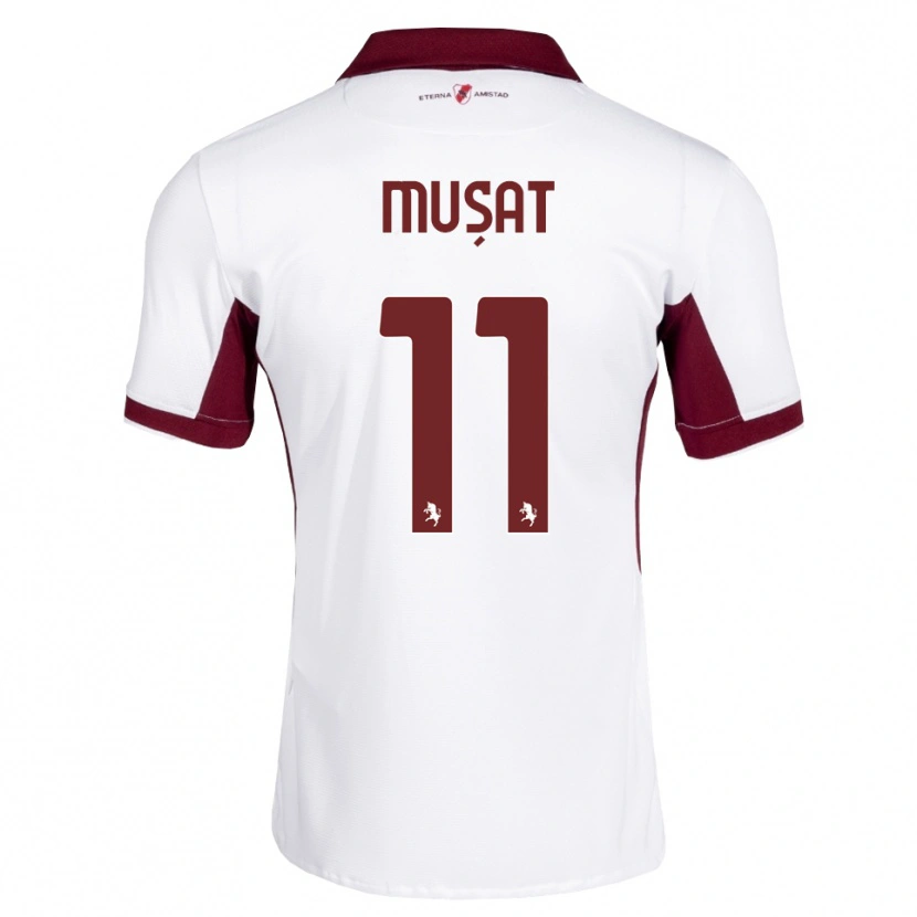 Danxen Dame Nicolas Mușat #11 Burgunder Hvit Rød Bortetrøye Drakt Trøye 2026/27 Skjorter T-Skjorte