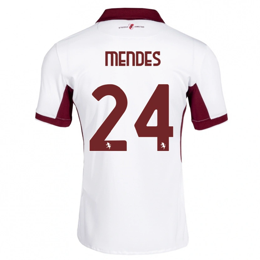 Danxen Dame Rodrigo Mendes #24 Burgunder Hvit Rød Bortetrøye Drakt Trøye 2026/27 Skjorter T-Skjorte